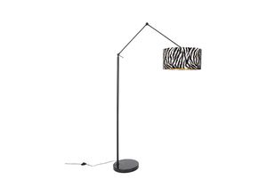 8718881132780 - Qazqa - Moderne Stehlampe Schwarzer Schirm Zebra Design 50 cm - Editor - Zebra