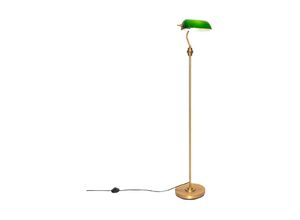 8718881135668 - Qazqa - Klassische Notar-Stehlampe Bronze mit grünem Glas - Banker - Grün