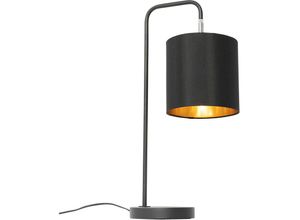 8718881137235 - Qazqa - Moderne Tischlampe schwarz mit goldenem Interieur - Lofty - Schwarz