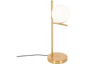 8718881137747 - Qazqa - Art-Deco-Tischlampe aus Gold und Opalglas - Flore - Gold Messing