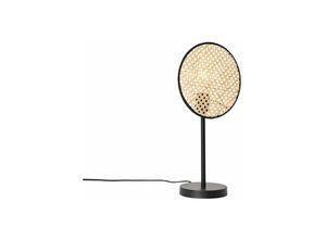 8718881138799 - Qazqa - Country Tischlampe schwarz mit Rattan 25 cm - Kata - Naturel