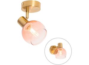 8718881139468 - Qazqa - Art Deco Strahler Gold mit rosa Glas - Vidro - Rosa