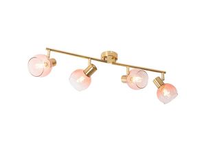 8718881139499 - Qazqa - Art Deco Spot Gold mit rosa Glas 4-flammig - Vidro - Rosa