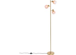 8718881139505 - Qazqa - Art Deco Stehlampe Gold mit rosa Glas 3 Lichter - Vidro - Rosa