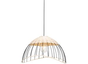 8718881139628 - Qazqa - Orientalische Hänge- und Deckenlampe schwarz mit Rattan - Treccia Pua - Naturel