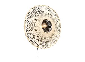 8718881139970 - Qazqa - Orientalische Wandleuchte Rattan 50 cm mit Stecker - Rina - Naturel