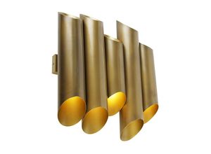 8718881140709 - Qazqa - Industrielle Wandleuchte Messing 10 Lichter - Whistle - Gold Messing