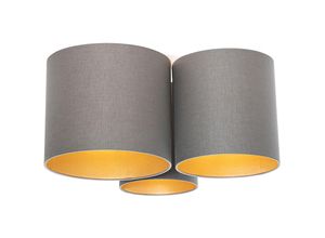 8718881140761 - Qazqa - Deckenleuchte taupe mit goldener Innenausstattung 3-flammig - Multidrum - Gold Messing 8718881140761 - Qazqa - Deckenleuchte taupe mit goldener Innenausstattung 3-flammig - Multidrum - Gold Messing