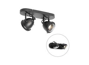 8718881140907 - Qazqa - Industrielle Strahler schwarz verstellbar 2-flammig - Emado - Schwarz