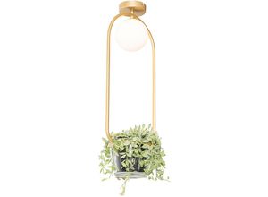 8718881142413 - Qazqa - Art Deco Deckenlampe Gold mit weißem Glas - Isabella - Gold Messing