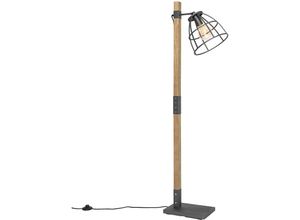 8718881142703 - Industrielle Stehlampe dunkelgrau mit Holz - Arthur - Dunkelgrau