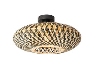 8718881143625 - Qazqa - Orientalische Deckenlampe schwarzer Bambus 40 cm - Ostrava - Schwarz