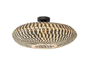 8718881143632 - Qazqa - Orientalische Deckenlampe schwarzer Bambus 50 cm - Ostrava - Schwarz