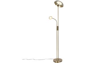 8718881143823 - Qazqa - Bronze Stehleuchte inkl led und Dimmer mit Leselampe - Fez - Bronze