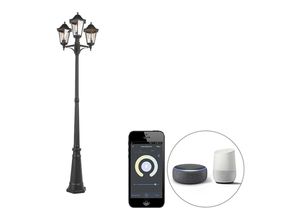 8718881145704 - Qazqa - Smarte Outdoor-Laterne schwarz 3-flammig inkl wlan ST64 - New Orleans - Schwarz