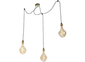 8718881146589 - Qazqa - Hängelampe gold 3-flammig inkl led gold dimmbar - Cava Luxe - Orange 8718881146589 - Qazqa - Hängelampe gold 3-flammig inkl led gold dimmbar - Cava Luxe - Orange