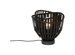 8718881147715 - Qazqa - Orientalische Tischlampe aus schwarzem Bambus - Pua - Schwarz