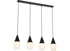 8718881147838 - Qazqa - Moderne Hängelampe schwarz mit Opalglas 4-flammig - Drop - Weiß