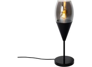 8718881147883 - Qazqa - Moderne Tischlampe schwarz mit Rauchglas - Drop - Schwarz