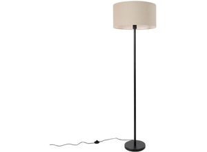 8718881148170 - Qazqa - Stehlampe schwarz mit Schirm hellbraun 50 cm - Simplo - Schwarz