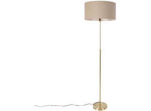 8718881148279 - Qazqa - Stehlampe verstellbar gold mit Schirm hellbraun 50 cm - Parte - Gold Messing