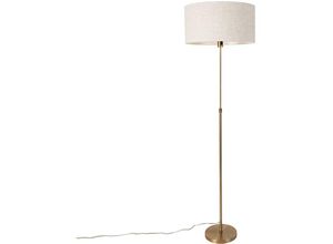 8718881148347 - Qazqa - Stehlampe verstellbar bronze mit Schirm hellgrau 50 cm - Parte - Bronze