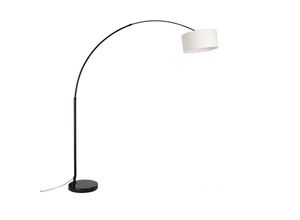 8718881148736 - Qazqa - Moderne Bogenlampe schwarz mit Bouclé-Schirm weiß 50 cm - xxl - Weiß