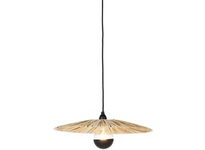 8718881149207 - Qazqa - Ländliche Hängelampe schwarz mit Seil 45 cm - Leia - Naturel