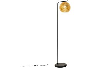 8718881150494 - Qazqa - Design-Stehleuchte schwarz mit goldenem Glas - Bert - Gold Messing