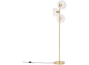 8718881150838 - Qazqa - Art-Deco-Stehlampe Gold mit Glas 3-flammig - Ayesha - Gold