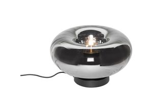 8718881150869 - Qazqa - Art Deco Tischlampe schwarz mit Rauchglas - Ayesha - Schwarz
