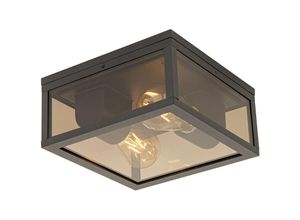 8718881151347 - Deckenleuchte schwarz mit Rauchglas 2-flammig IP44 - Charlois - Bronze