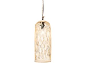 8718881152092 - Qazqa - Ländliche Hängelampe für den Außenbereich Rattan 25 cm – Calamus - Naturel