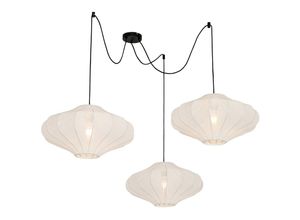 8718881152672 - Qazqa - Design-Hängelampe aus weißer Seide 50 cm 3-flammig – Plu - Weiß