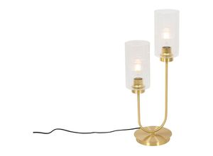 8718881153396 - Qazqa - Art-Deco-Tischlampe Gold mit Glas 2-flammig - Laura - Gold