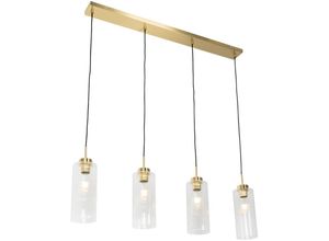 8718881153419 - Qazqa - Art-Deco-Hängelampe Gold mit Glas 4-flammig - Laura - Gold