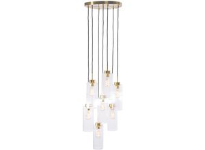 8718881153457 - Qazqa - Art-Deco-Hängelampe Gold mit Glas 7-flammig - Laura - Gold