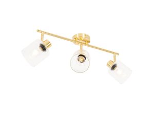 8718881153518 - Qazqa - Deckenstrahler Gold mit Glas 3-flammig verstellbar - Laura - Gold