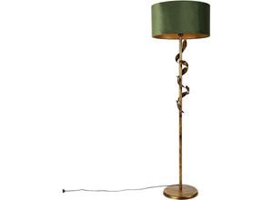 8718881154508 - Qazqa - Vintage Stehlampe Antik Gold mit grünem Schirm - Linden - Grün