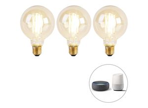 8718881155277 - - Set mit 3 intelligenten E27-LED-Lampen dimmbar bis warm G95 Goldline 7 w 806 lm 1800 k – 3000 k