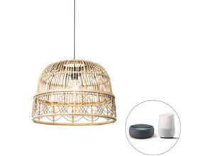 8718881155413 - Qazqa - Smarte Hängelampe Rattan 44 cm inkl Wifi G95 - Michelle - Braun