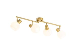 8718881155741 - Qazqa - Deckenstrahler Gold mit Opalglas 4-flammig verstellbar - Anouk - Gold