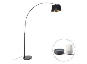 8718881157158 - Qazqa - Smarte Bogenlampe schwarz mit Gold inkl Wifi A60 - Arc Basic - Schwarz