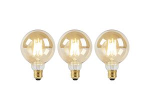 8718881158797 - Luedd - Set mit 3 E27-LED-Lampen dimmbar bis warm G95 Gold 8 w 806 lm 2000–2700 k - Gold