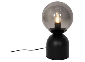 8718881158995 - Qazqa - Hotel-Chic-Tischlampe schwarz mit Rauchglas - Pallon Trend - Schwarz