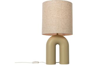 8718881159633 - Qazqa - Design-Tischlampe beige mit beigem Leinenschirm - Lotti - Beige