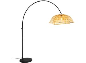 8718881160417 - Qazqa - Orientalische Bogenlampe schwarz mit natürlichem Bambus - Pua - Naturel