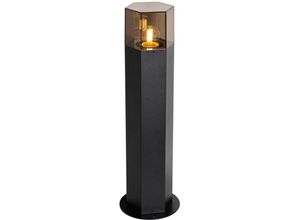 8718881161643 - Stehende Außenlampe Schwarz mit Rauchglas Sechseckig 50 cm - Dänemark - Schwarz