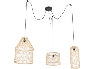 8718881165597 - Smarte Outdoor-Hängelampe Rattan 3-flammig inkl led - Calamus - Naturel