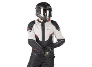 8718913070417 - Hurracage Motorrad Textiljacke - Schwarz Grau Rot - S - unisex